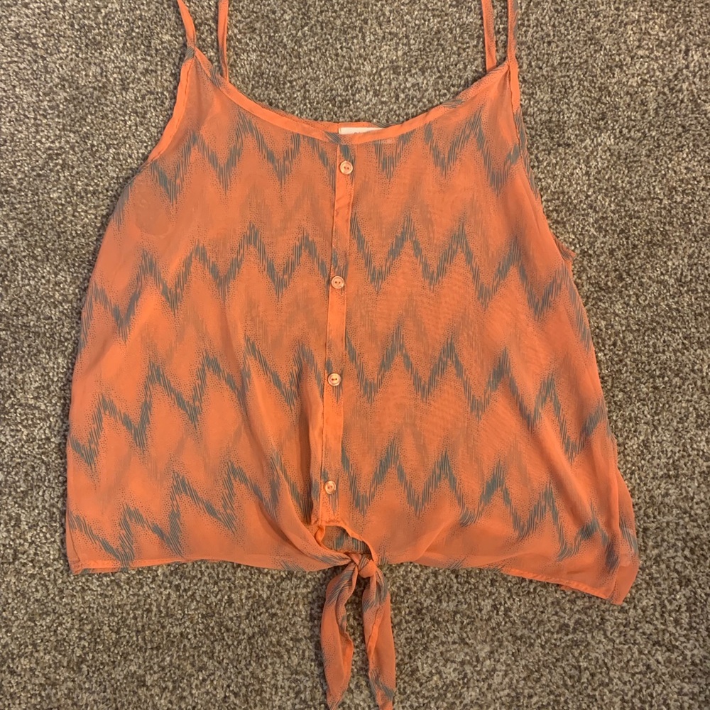Coral and blue chevron tank top